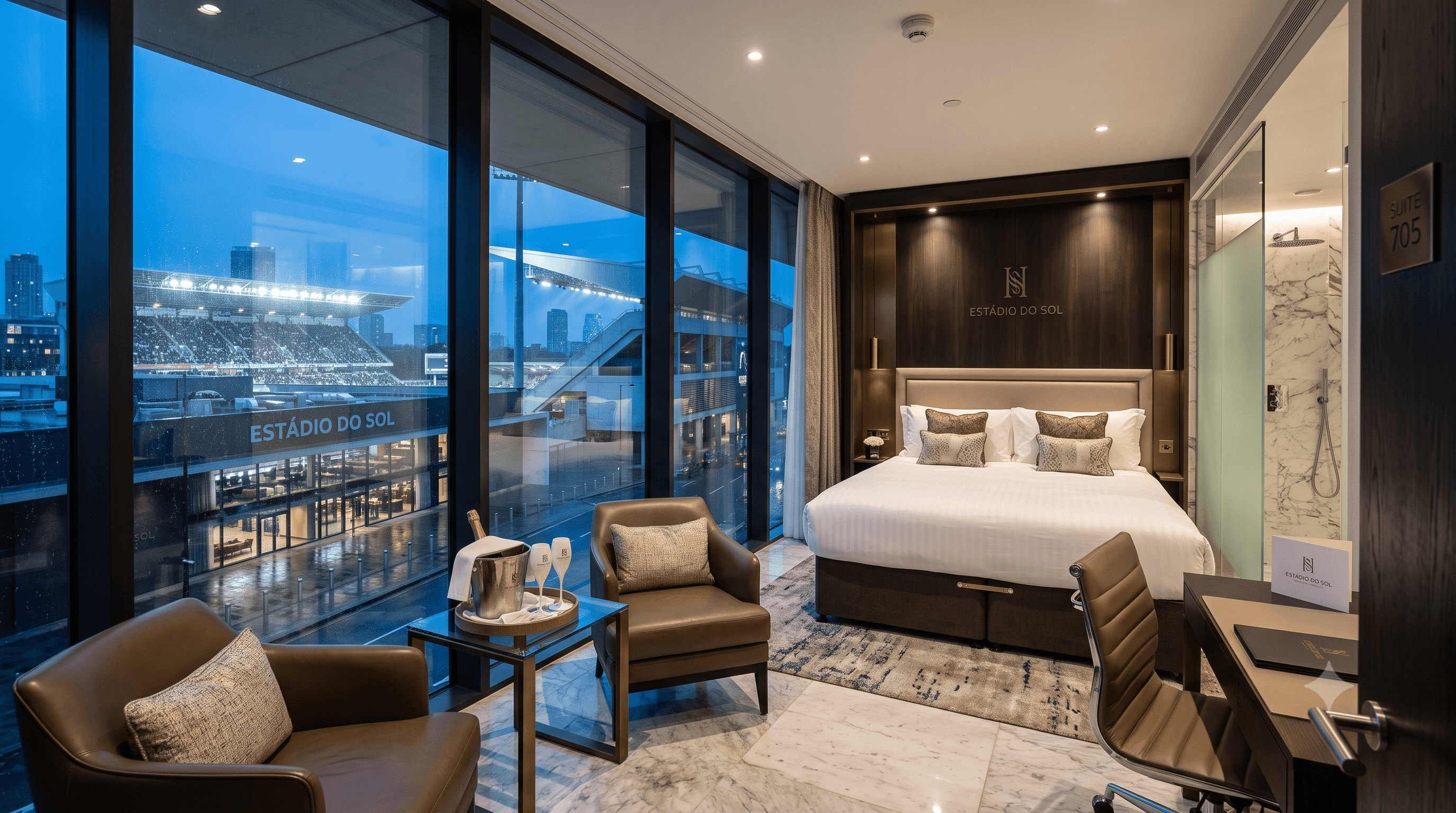 Luxury stadium suite with pitch views